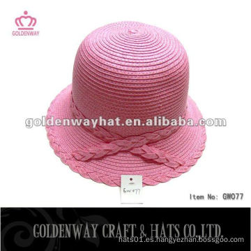 Sombrero de lujo de la paja de las muchachas rosadas de la manera